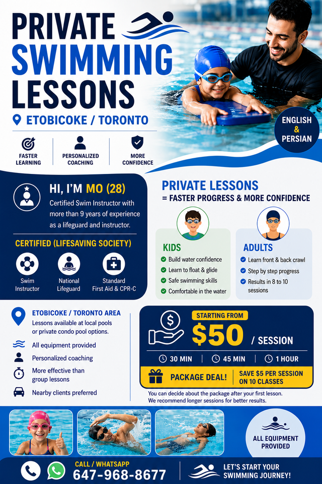 Private Swimming Lessons | Kids & Adults | Etobicoke Toronto