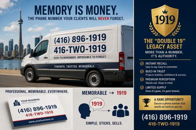 ​ !RARE! 416 Legacy Number | (416) 896-1919 | The 'Double 19'