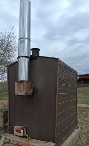 Homesteader Off-Grid Outdoor Wood Burning Furnace.