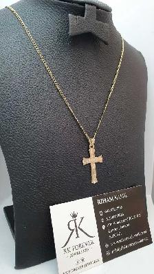 14k yellow gold chain & cross # 398_15 - Photo 2