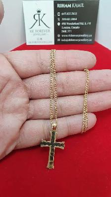 14k yellow gold chain & cross # 398_15 - Photo 6