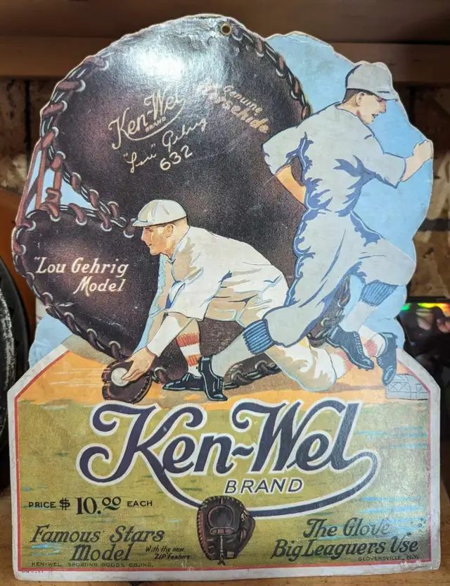 VINTAGE 1932 KEN-WEL LOU GEHRIG MODEL 632 BASEBALL GLOVE SIGN