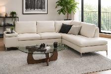 White Leather L shape couch Structube like new
