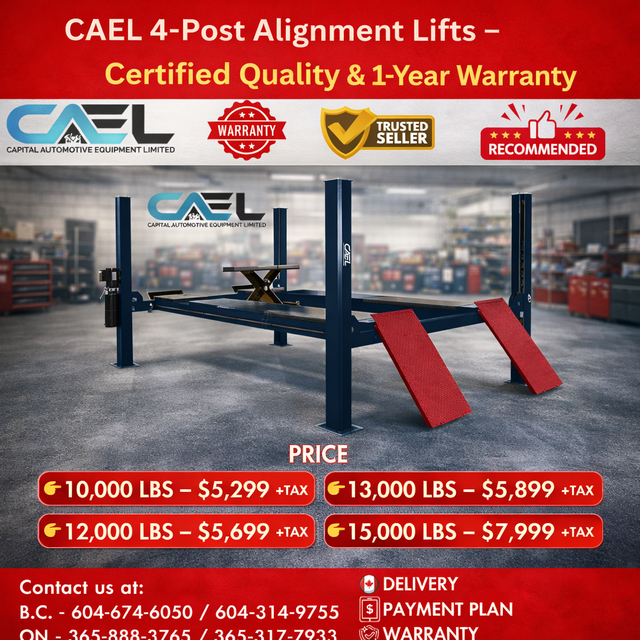 CAEL 4-Post Hoist Alignment Service Lift – Certified