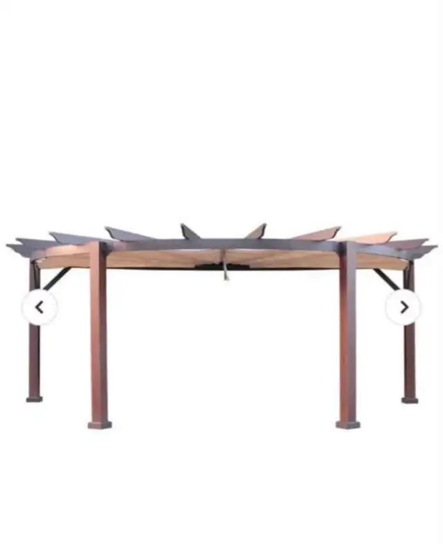 Semi circle pergola with adjustable awning