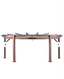 Semi circle pergola with adjustable awning