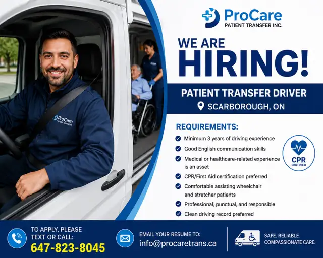 Patient Transfer Driver Needed – Scarborough