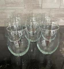 Set of 8 Stemless Wine Glasses – Modern Style – Like New