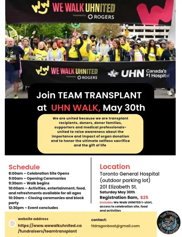 UHN walk Saturday May 30th