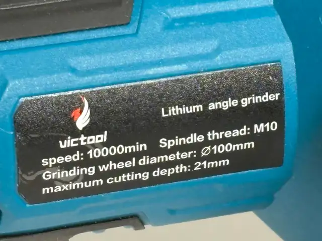 Victool 21V Brushless Angle Grinder w/ Battery & Charger - Photo 5