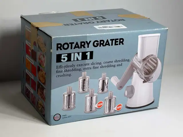 5-in-1 Rotary Grater w/ 5 Interchangeable Blades