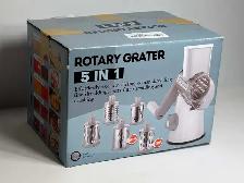 5-in-1 Rotary Grater w/ 5 Interchangeable Blades