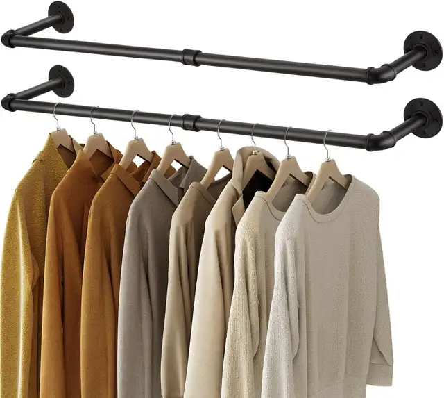 Greenstell Industrial Pipe Clothes Rack 2-Pack Wall Mount - Photo 7