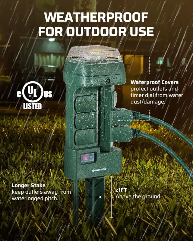 Dewenwils Outdoor Power Stake 6 Outlets w/ Timer - Photo 10
