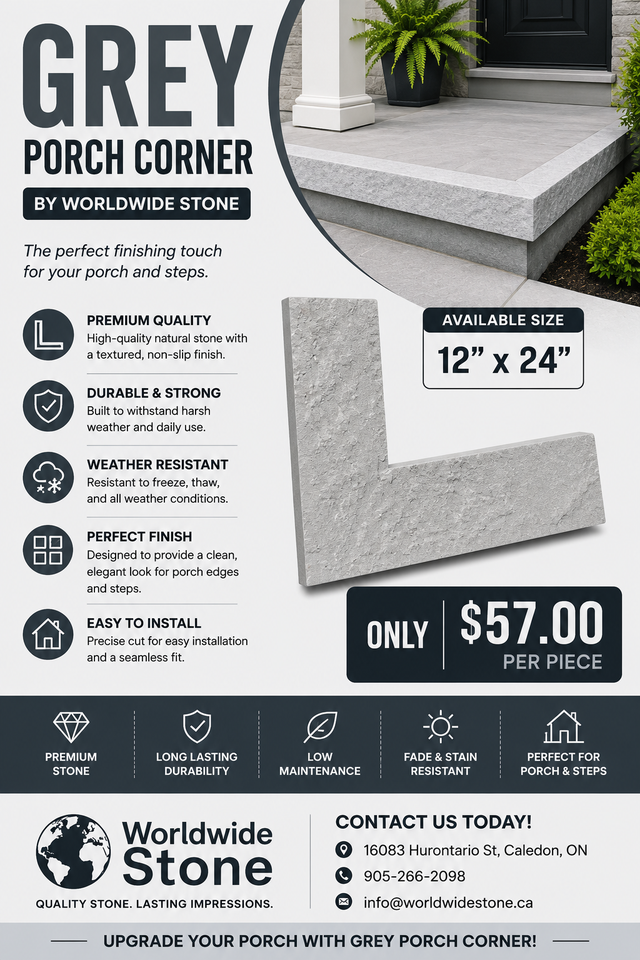 Grey Porch Corner 12x24 – Premium Natural Stone | $57 Each - Photo 2