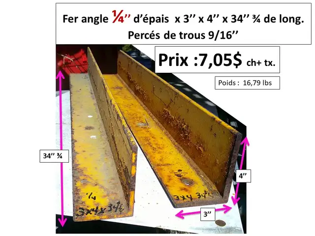 Fer angle 1/4'' d'épais x 4'' x 4'' longueurs variées et autres - Photo 4