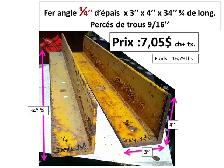 Fer angle 1/4'' d'épais x 4'' x 4'' longueurs variées et autres - Photo 4
