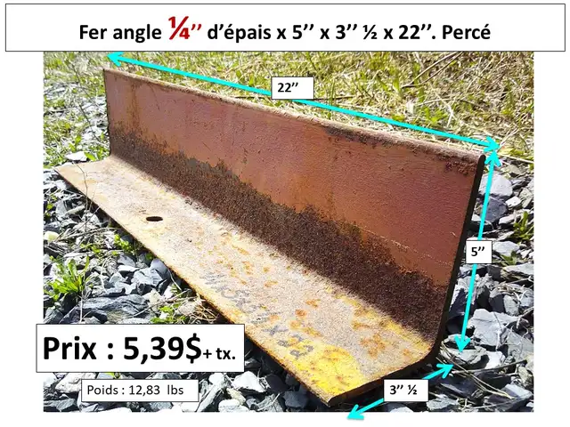 Fer angle 1/4'' d'épais x 4'' x 4'' longueurs variées et autres - Photo 5