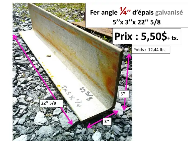 Fer angle 1/4'' d'épais x 4'' x 4'' longueurs variées et autres - Photo 6