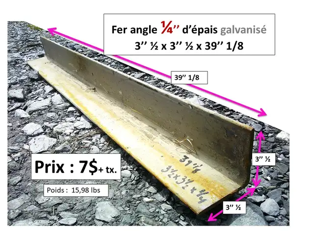 Fer angle 1/4'' d'épais x 4'' x 4'' longueurs variées et autres - Photo 7