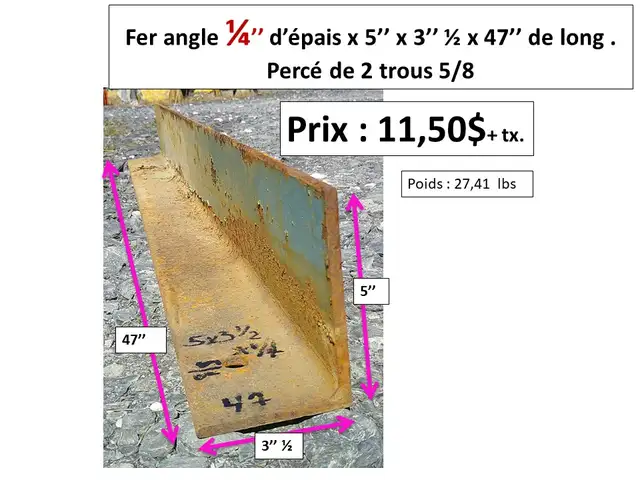 Fer angle 1/4'' d'épais x 4'' x 4'' longueurs variées et autres - Photo 8