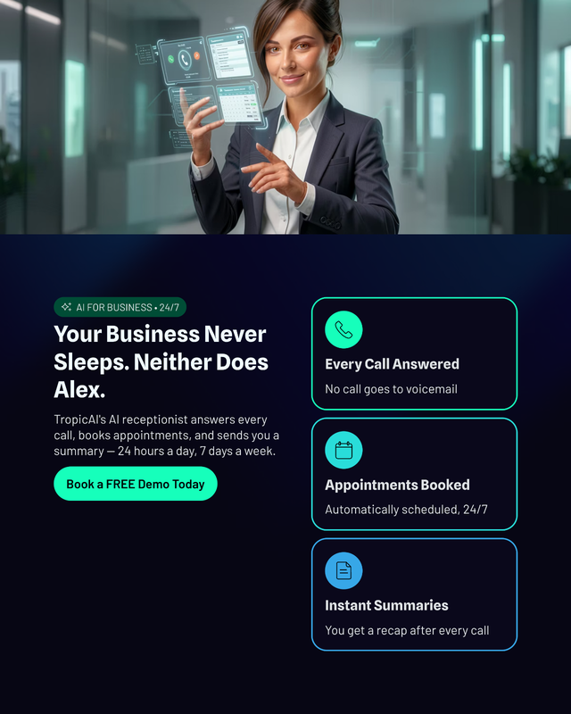 AI Receptionist for Your Business — 24/7 Call Answering | Tropic