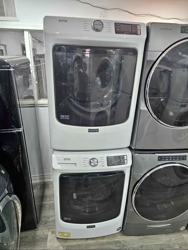 NEWER MODEL! Maytag 27' White Front-Load Stackable Washer Dryer