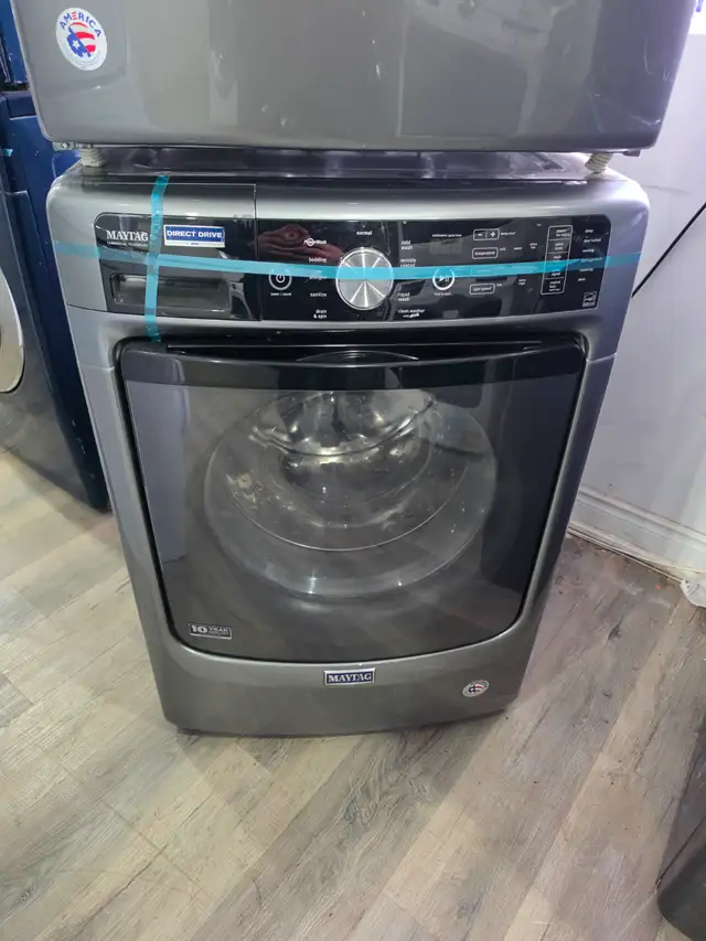 WOW! Maytag 27' Grey Front-Load Stackable Washer GAS Dryer Set - Photo 2