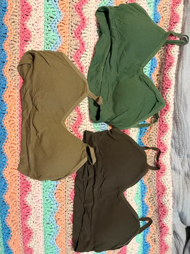 Three bras size L.   Brand new/ cozy and soft.