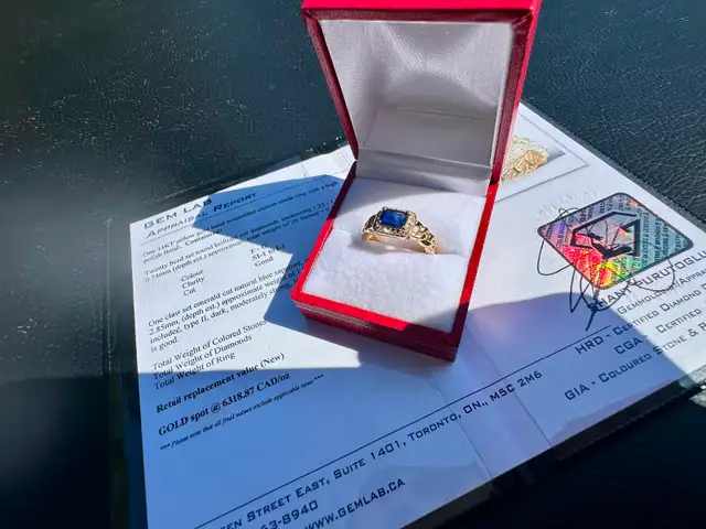 #794 - 14kt Gold, Effy Sapphire & Diamond Ring, Size 7 - Photo 5