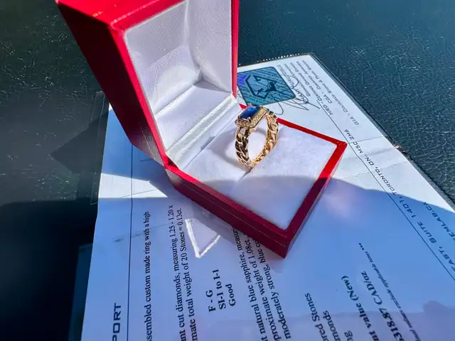 #794 - 14kt Gold, Effy Sapphire & Diamond Ring, Size 7 - Photo 7