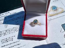 #816 - 14kt Gold, Opal & Diamond Ring, Size 6 - Photo 3