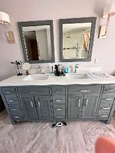 Vanity 72-inch  Gray with Marble Top