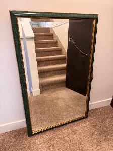 Green Framed Bevelled Wall Mirror 28' x 43'