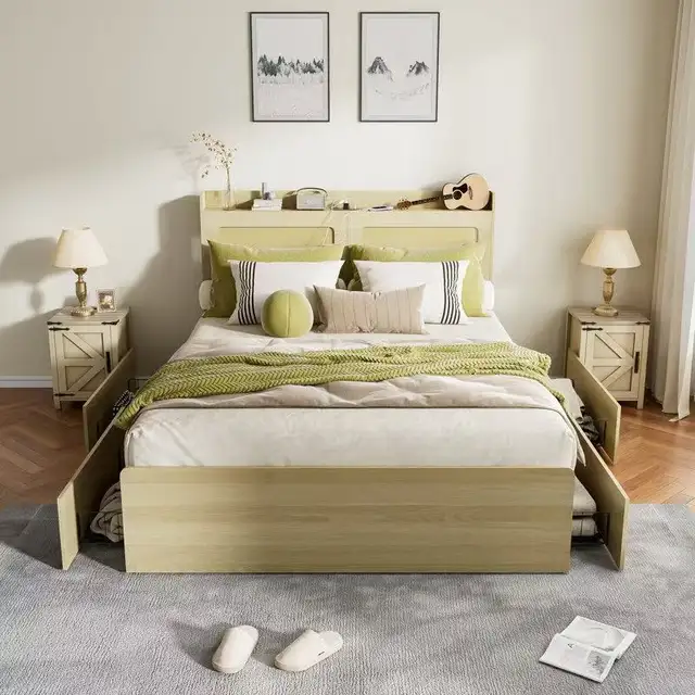 Brand New Queen Size Bed Frame with Headboard 4-Drawer $199 - Photo 9
