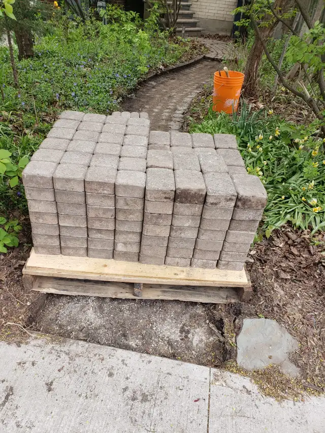Free - at the curb: skid of interlock paving bricks