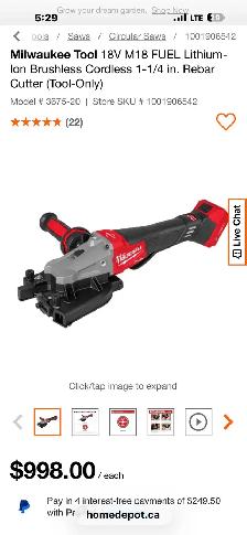 Milwaukee rebar cutter