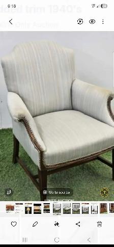 armchair with the studded trim antique 1940s