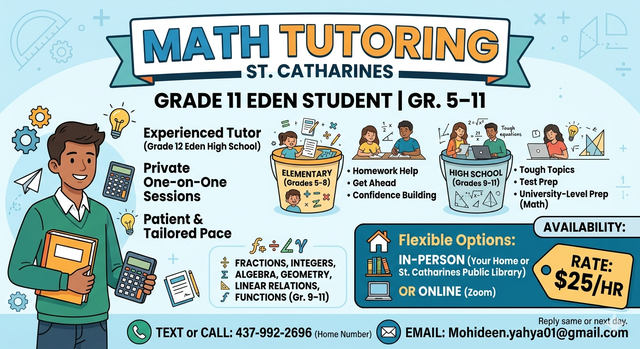 Math Tutor –  Gr. 5–11 | St. Catharines