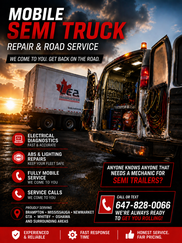Looking for work mobile mechanic trunk and trailer