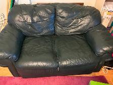 Green Leather sofa $50 see attached photos