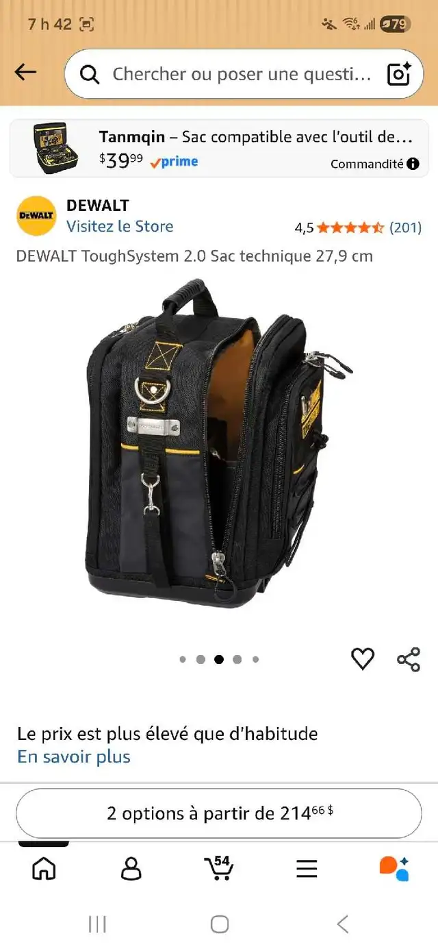 Sac a outils dewalt tough système 2.0
