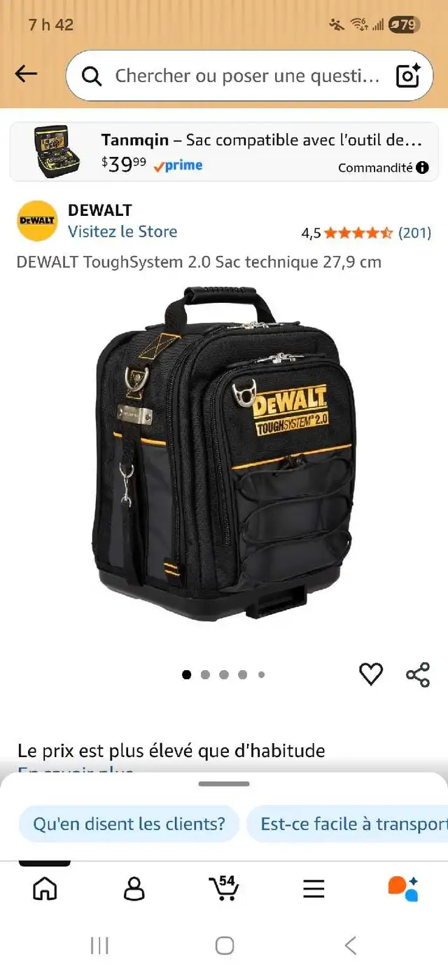 Sac a outils dewalt tough système 2.0 - Photo 3
