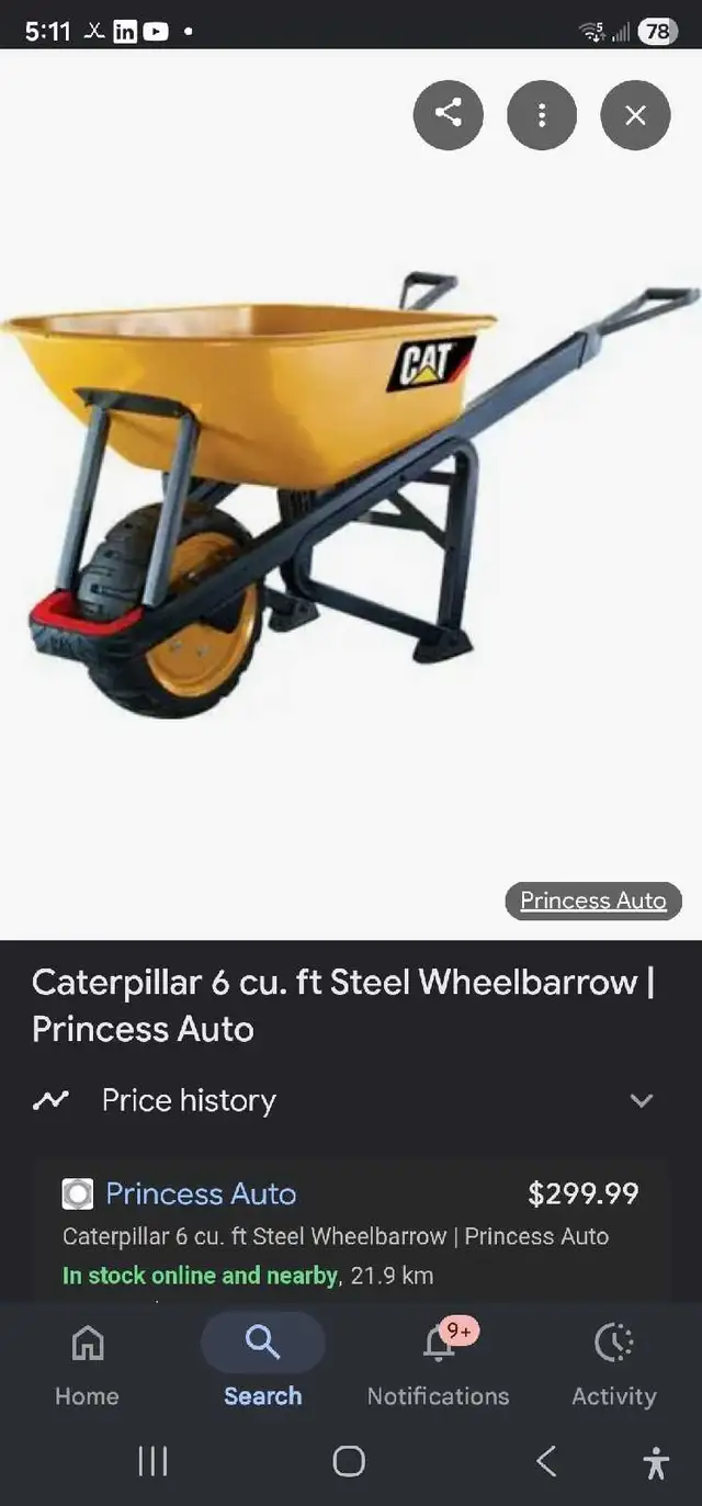 Cat wheelbarrow - used - good condition $100