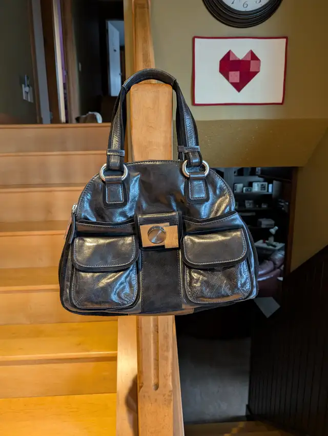Jet Black Genuine Calvin Klein Large Handbag