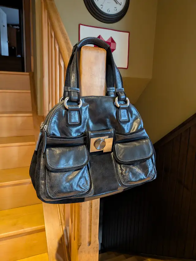 Jet Black Genuine Calvin Klein Large Handbag - Photo 2