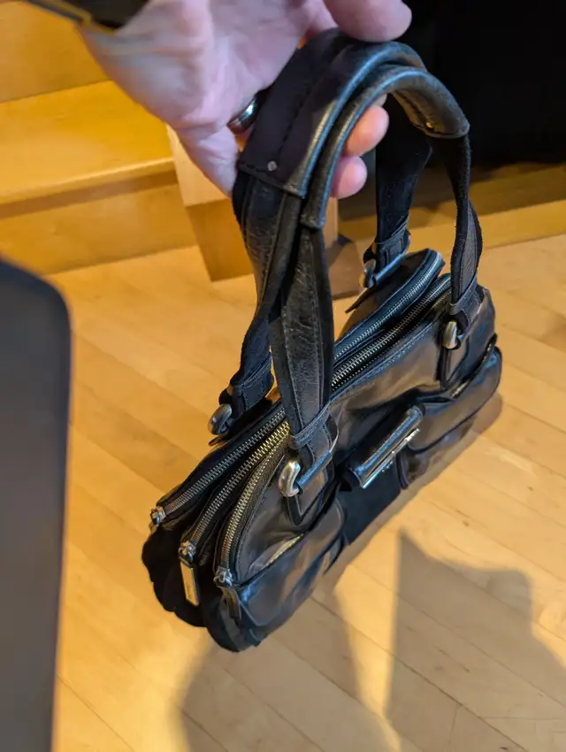 Jet Black Genuine Calvin Klein Large Handbag - Photo 3
