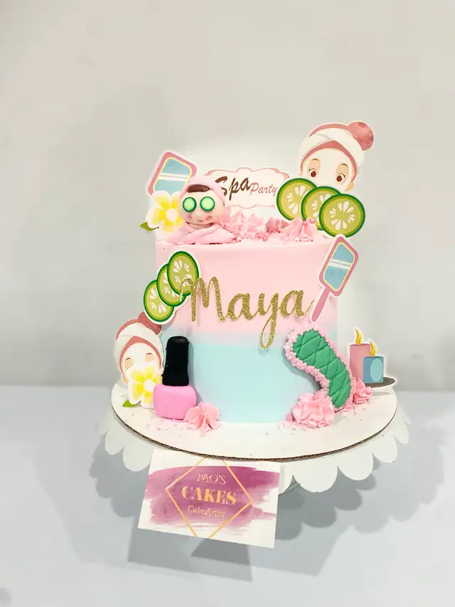 Spa party cake, pamper cake Halton bakery custom