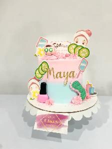 Spa party cake, pamper cake Halton bakery custom