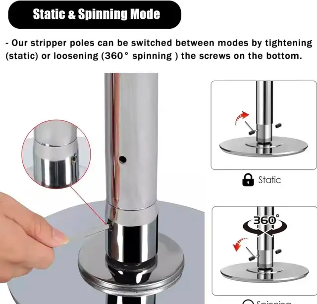Heavy-Duty Adjustable Dance Pole – Static & Spinning Modes - Photo 2